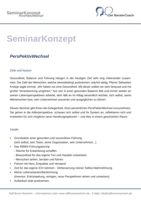 SeminarKonzept PersPektivWechsel - Ralf Bruno Maxheim