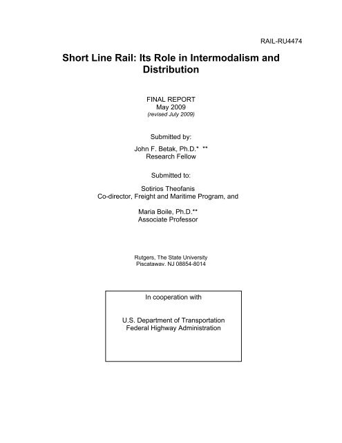 Short Line Rail: Its Role in Intermodalism and Distribution