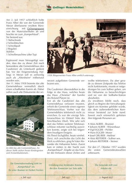 50 Jahre Gemeinde Hafling