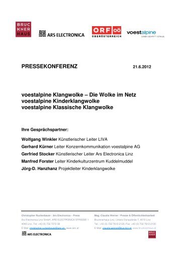 PRESSEKONFERENZ voestalpine Klangwolke ... - Brucknerhaus