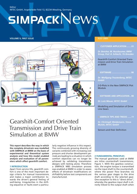 Gearshift-Comfort Oriented Transmission and Drive Train Simulation ...