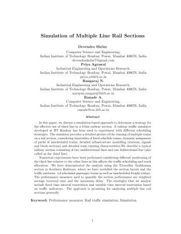 Simulation of Multiple Line Rail Sections - IEOR @IIT Bombay ...