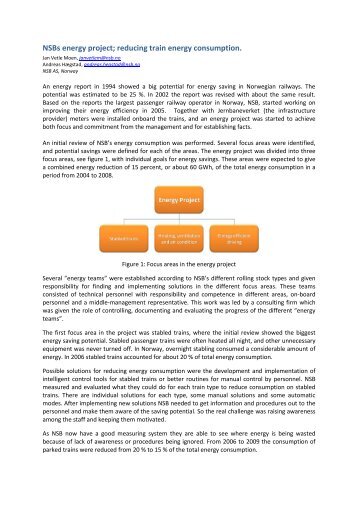 NSBs energy project; reducing train energy consumption.