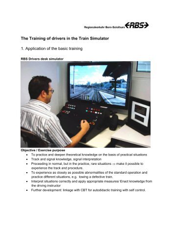 The Training of drivers in the Train Simulator 1 ... - LOCSIM