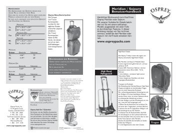 www.ospreypacks.com Meridian / Sojourn Benutzerhandbuch