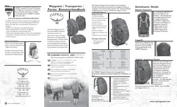 Waypoint / Transporter / Porter Benutzerhandbuch - Osprey Packs, Inc