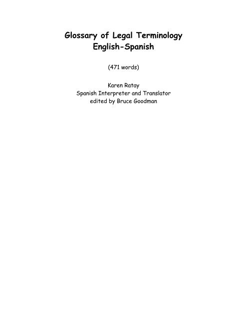 Glossary of Legal Terminology: English-Spanish