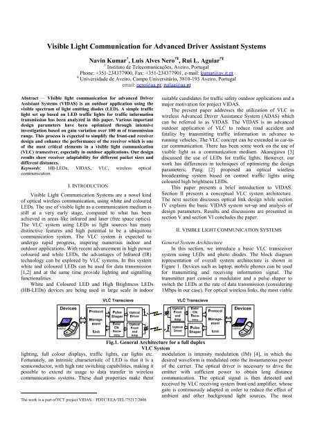 Visible Light Communication for Advanced Driver Assistant Systems