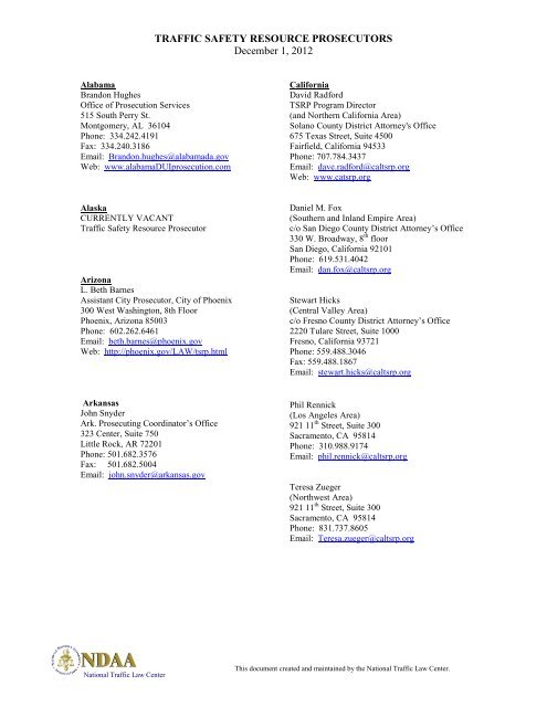 Traffic Safety Resource National District Attorneys Association