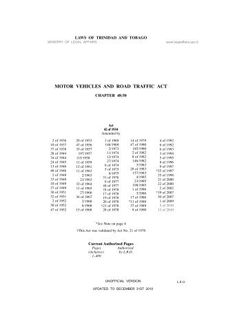 Motor Vehicles and Road Traffic - The Ministry of Legal Affairs