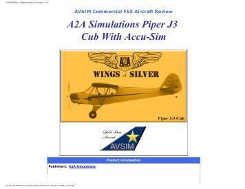 A2A Simulations Piper J3 Cub With Accu-Sim - AVSIM Online