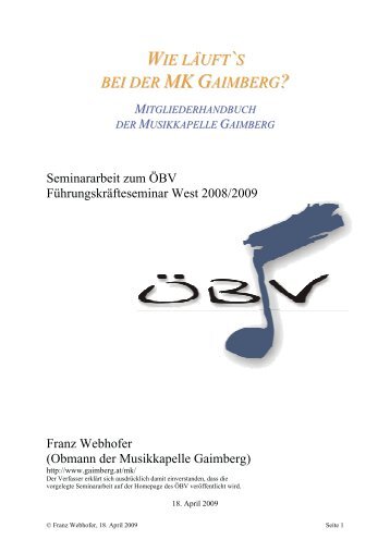 Mitgliederhandbuch der Musikkapelle Gaimberg