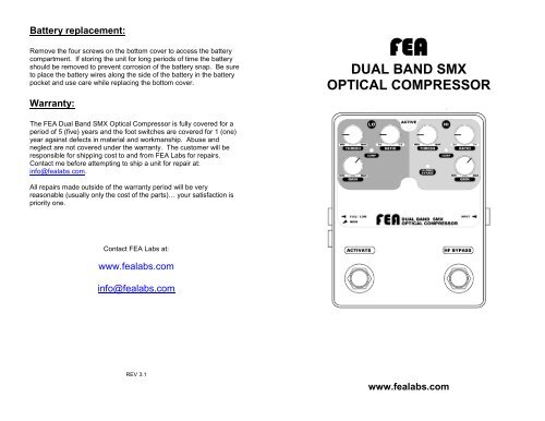 Compressor Fea DUAL BAND SMX OPTICAL COMPRESSOR - FEA Labs