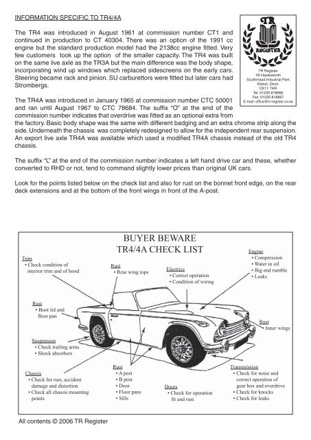 TR4 Buyers Guide - TR Register