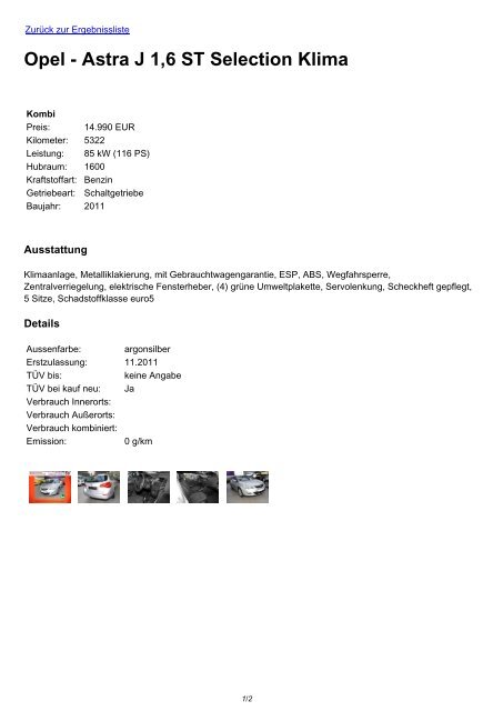 Opel - Astra J 1,6 ST Selection Klima - ACE-Gebrauchtwagen