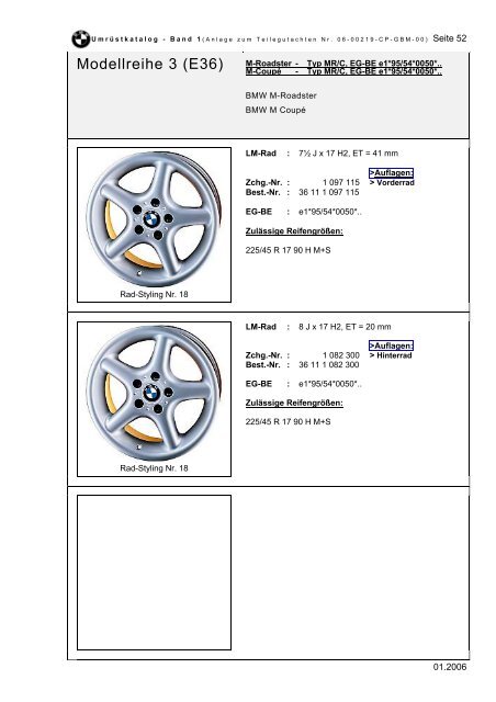 Übersicht der werkseitigen Räder-/Reifenfreigaben - MOTOR-TALK.de