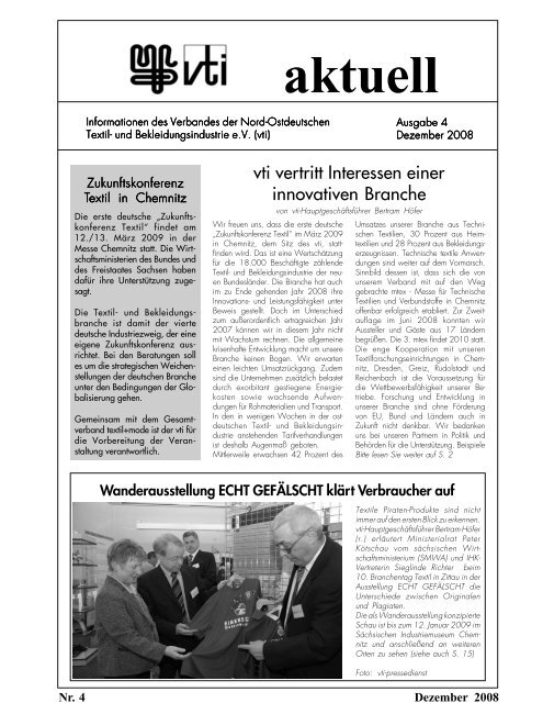 IV 2008 - Verband der Nord-Ostdeutschen Textilindustrie e.V.