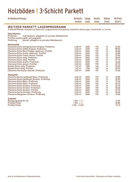 Holz & Holzwerkstoffe Großhandelspreisliste - Hopferwieser AG