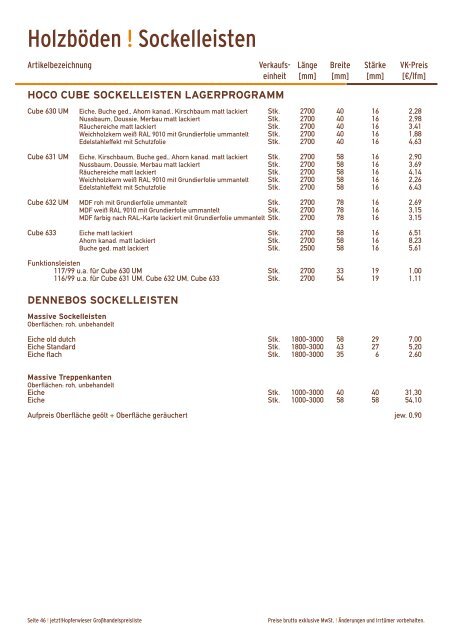 Holz & Holzwerkstoffe Großhandelspreisliste - Hopferwieser AG