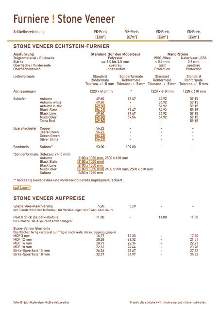 Holz & Holzwerkstoffe Großhandelspreisliste - Hopferwieser AG