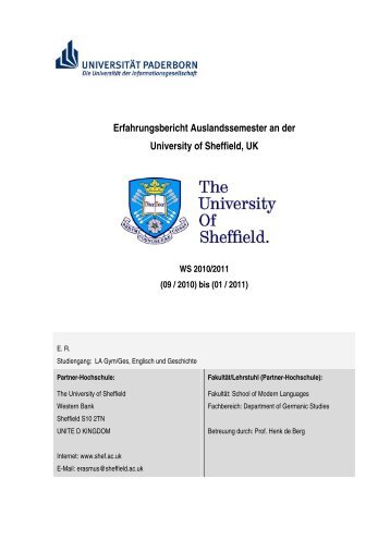 Erfahrungsbericht Auslandssemester an der University of Sheffield, UK