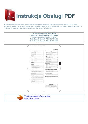 Instrukcja obsługi PHILIPS CDR820 - INSTRUKCJA OBSLUGI PDF