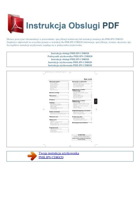 Instrukcja obsługi PHILIPS CDR820 - INSTRUKCJA OBSLUGI PDF