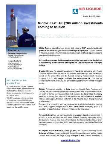 Download the July 30, 2008 Press Release - Air Liquide