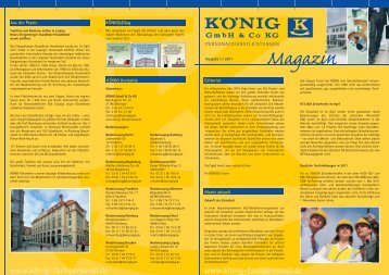 Kundenmagazin Ausgabe 1 2011 - KÖNIG GmbH & Co KG