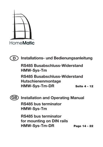 Installations- und Bedienungsanleitung RS485 ... - Theunissen 24