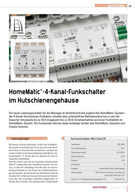 HomeMatic®-4-Kanal-Funkschalter im Hutschienengehäuse - ELV
