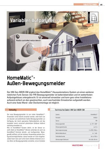 HomeMatic®- Außen-Bewegungsmelder Variabler Aufpasser – - ELV