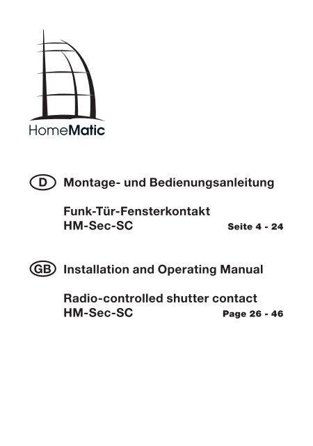 Montage- und Bedienungsanleitung Funk-Tür-Fensterkontakt ... - eQ-3