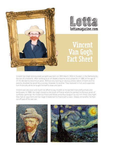 Vincent Van Gogh Fact Sheet - Lotta Magazine