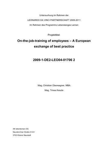 On-the-job-training of employees - Leben Lernen