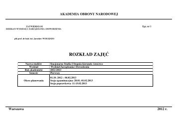 rozkład zajęć - Wydział Zarządzania i Dowodzenia AON - Akademia ...