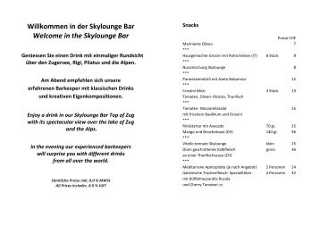 Willkommen in der Skylounge Bar Welcome in the Skylounge Bar