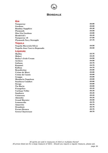 the menu - Shop - Boisdale