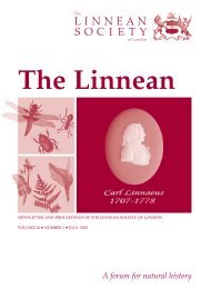 Vol 26, no 3, October - The Linnean Society of London