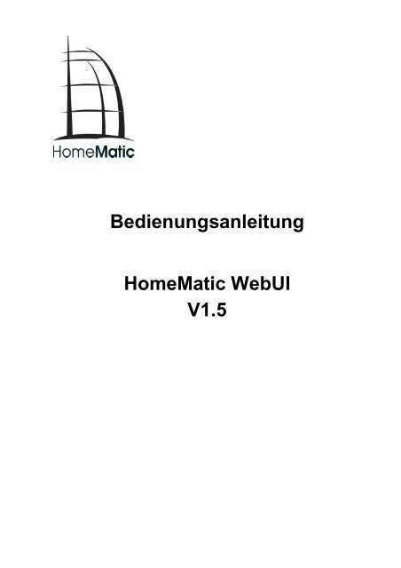 Bedienungsanleitung - HomeMatic