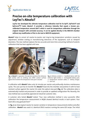 Precise on-site temperature calibration with LayTec's AbsoluT