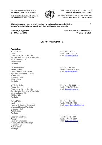 Provisional list of participants - English - World Health Organization