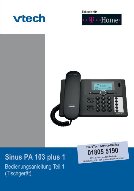 Bedienungsanleitung Sinus PA 103 plus 1 - Hilfe & Service - Telekom
