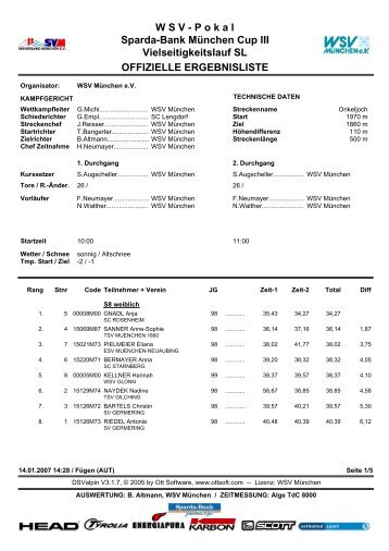 W S V - P o k a l Sparda-Bank München Cup III Vielseitigkeitslauf SL ...