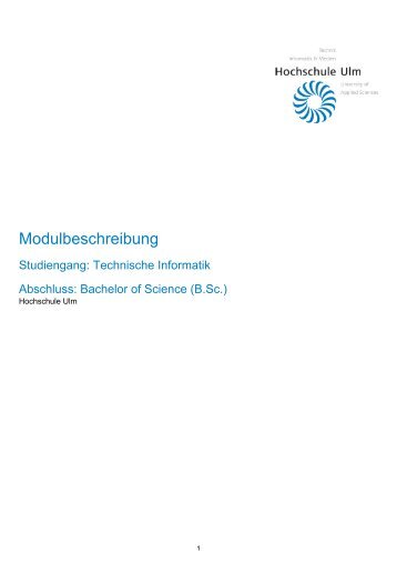 Modulbeschreibung - Hochschule Ulm
