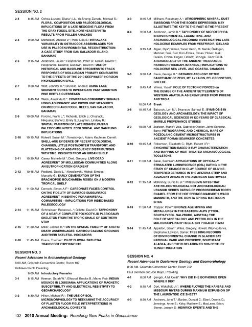 Technical Sessions - Geological Society of America