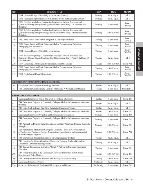 Technical Sessions - Geological Society of America