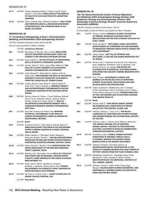 Technical Sessions - Geological Society of America