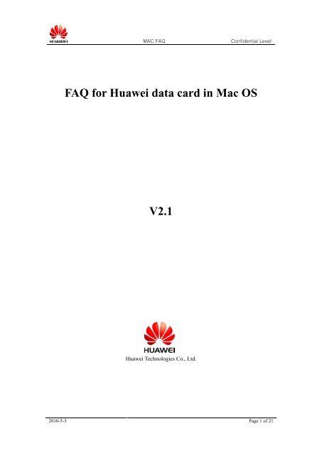 FAQ for Huawei data card in Mac OS V2.1 - StarHub