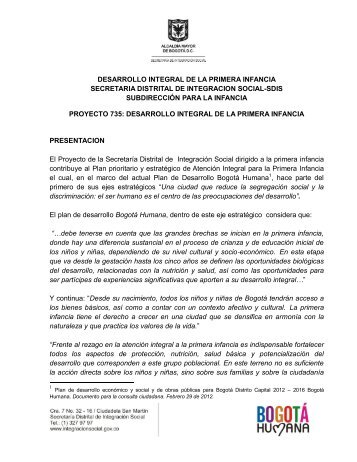 Desarrollo integral de la primera infancia en Bogotá - Secretaria ...